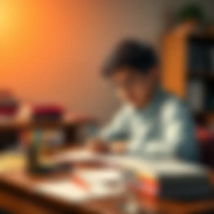 Learning Essentials A student studying with books and notes on a desk, representing the importance of mastering basic skills in learning.