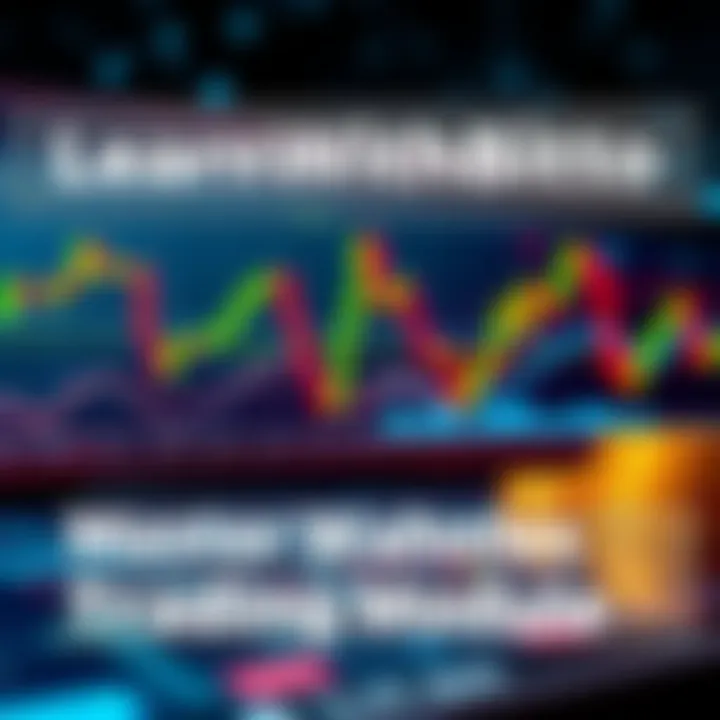 A graphic showing trading charts and money symbols representing LearnWithBitto's free trading modules