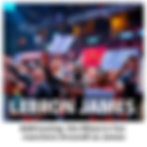 A group of fans passionately discussing LeBron James while holding signs at an event