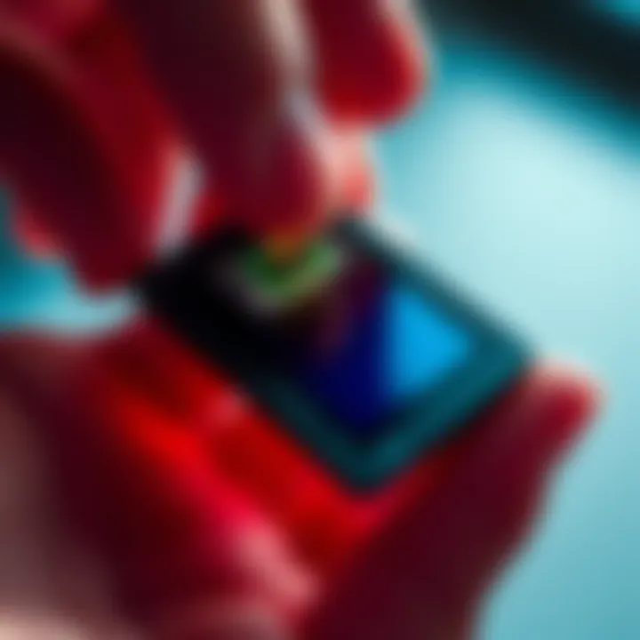 A close-up of a hands-on electronic device showing a new LCD screen being installed on a Ledger Nano S wallet