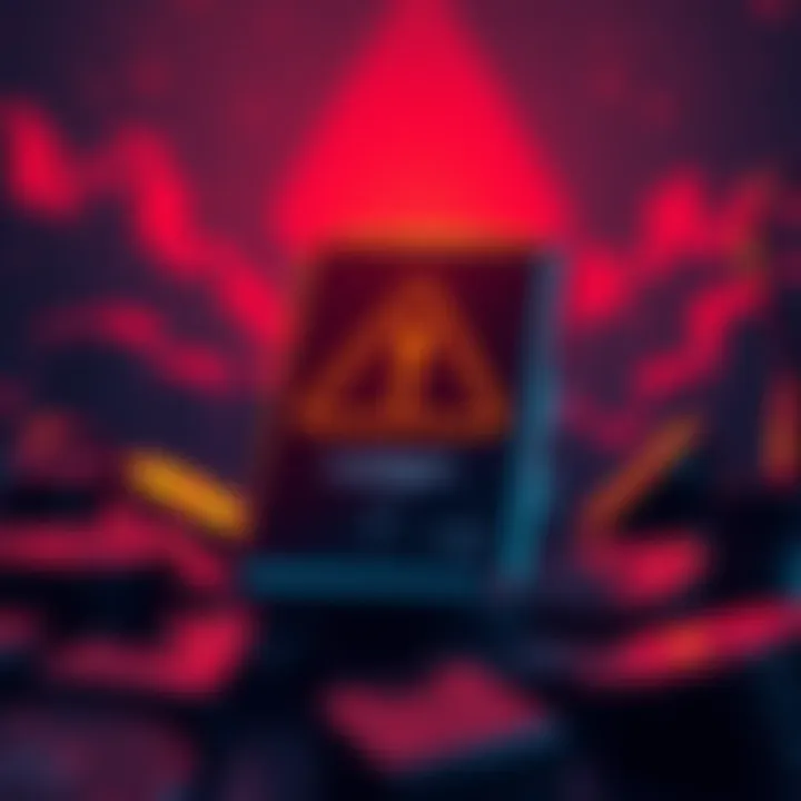 A Ledger Nano S+ device displaying a warning symbol, representing lost funds after a reset.