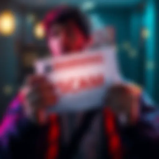 A person holding a fake letter claiming to be from Ledger, with a worried expression, highlighting the scam warning.