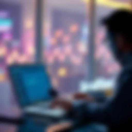 A user setting up a Ledger wallet with a laptop and security features in view