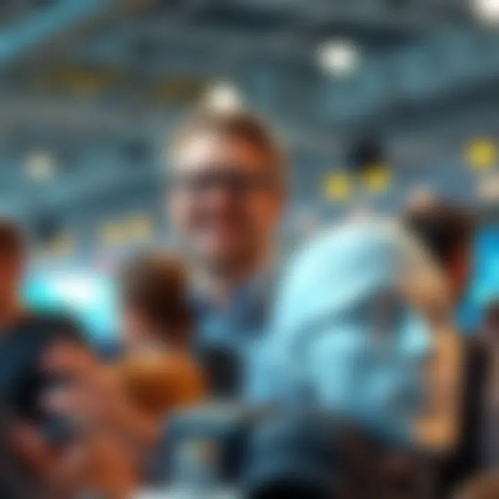 Leemon smiling and discussing technology at a conference, showcasing his influence in the tech world.