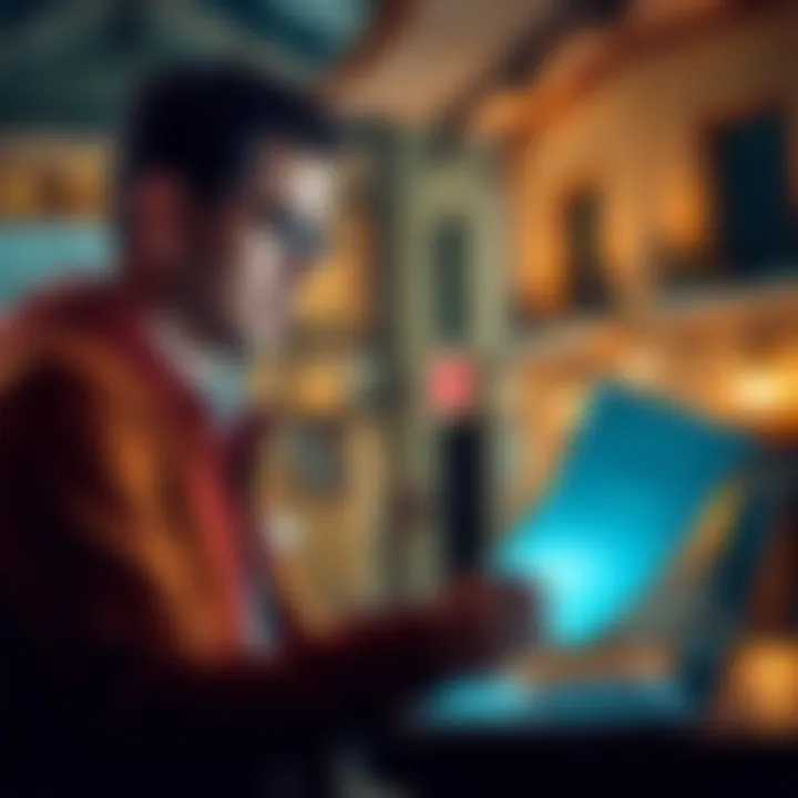 A person seeking legal help regarding Changelly's practices, looking at legal documents and a laptop in Spain.