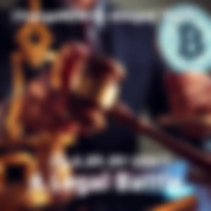 Person holding a gavel with a digital currency symbol in the background, representing a legal case