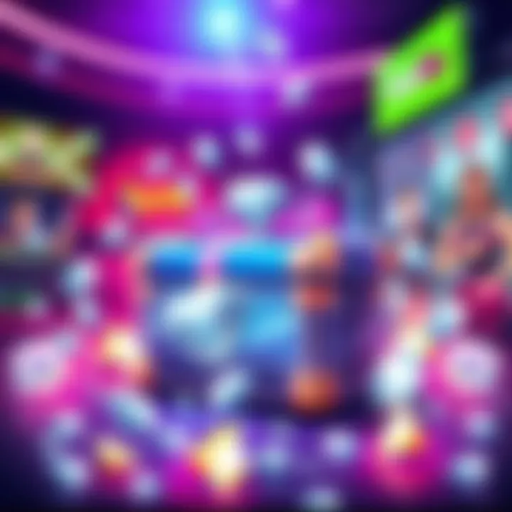 An illustration of a legendary parcel surrounded by sparkling diamonds and a vibrant ad wall, representing the new reward system for players.