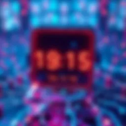 A digital representation of the Leios Testnet with symbols of blockchain technology and a countdown to the launch date.