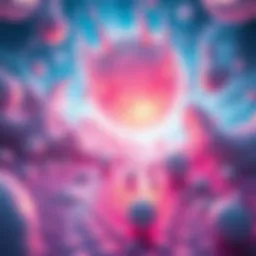 An artistic representation of life in a different dimension, featuring vibrant colors, floating shapes, and abstract forms.
