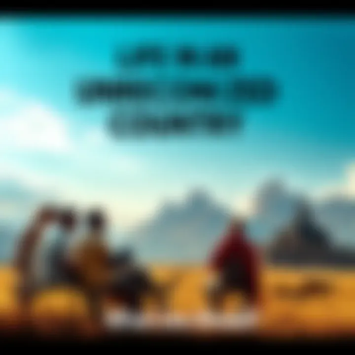 A group of people discussing their challenges in a country not recognized by the world, surrounded by diverse landscapes representing various cultures.