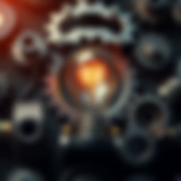 A light bulb surrounded by gears, symbolizing creativity and problem-solving.