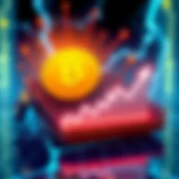 Illustration showing a digital wallet with Bitcoin symbols and a graph depicting low transaction activity, representing the limited adoption of the Lightning Network.