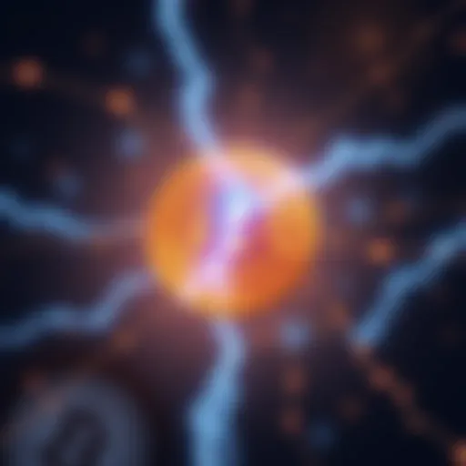 Illustration depicting the Lightning Network symbol with a Bitcoin logo in the background, representing the relationship between scalability and security.