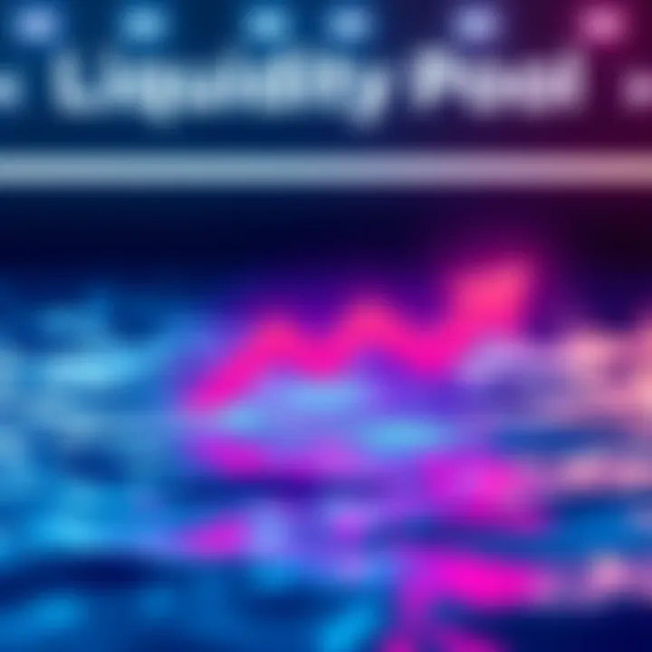 A graphic showing a liquidity pool with arrows indicating rebalancing strategies and tools to minimize costs