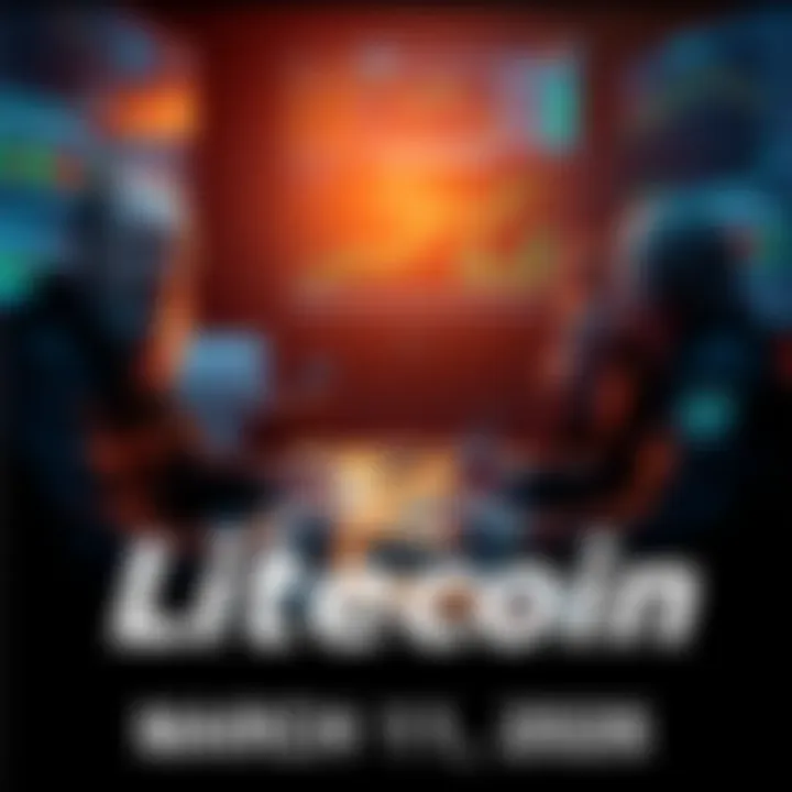 Traders discussing Litecoin market strategies with charts and graphs