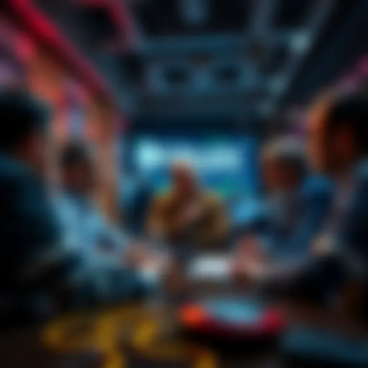 Group of people discussing Litecoin trading strategies and market analysis