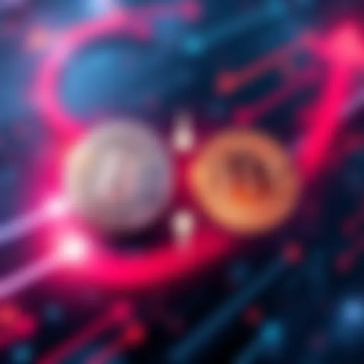 Litecoin vs Bitcoin Coin Supply A graphic showing Litecoin's coin supply moving faster than Bitcoin's, with arrows indicating speed and activity.