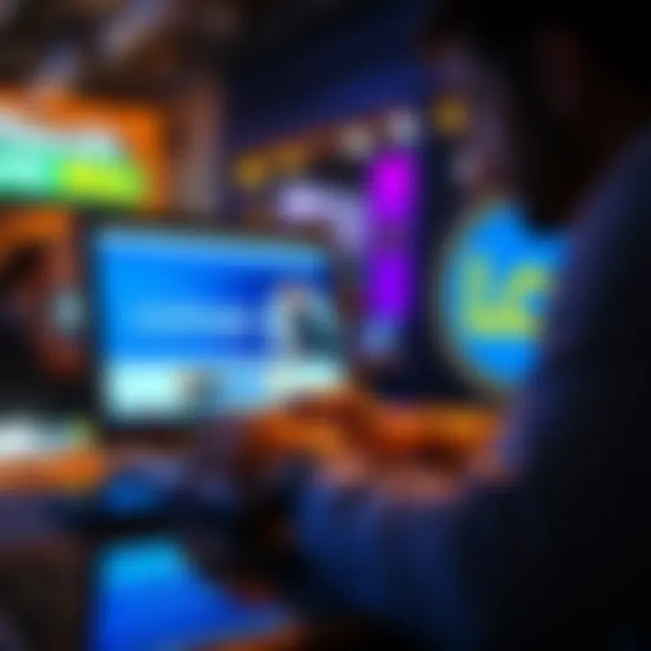 A business person is looking at a laptop screen displaying the Coinbase website with an LLC logo on the side, symbolizing the connection between LLCs and cryptocurrency exchanges.