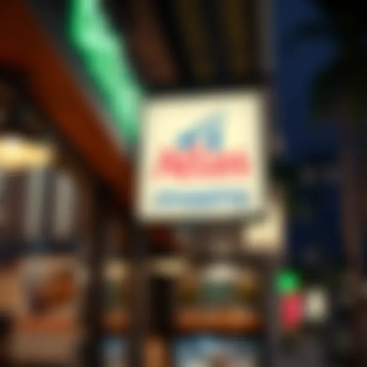 A local restaurant with a sign displaying the Atlas Shopping logo, inviting customers to support local businesses