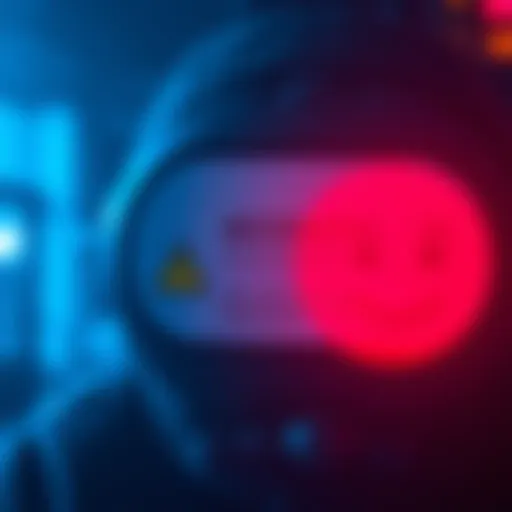 A user sees a notification about their account disappearing with a warning symbol and a sad face, representing frustration and confusion over lost assets after verification issues.
