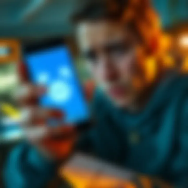 A person looking frustrated while holding a smartphone, with a Dogecoin logo visible on the screen and a seed phrase written on paper beside them.