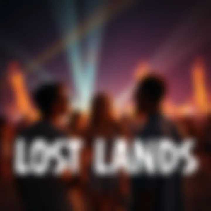 Group of festival-goers chatting and making plans at Lost Lands music festival