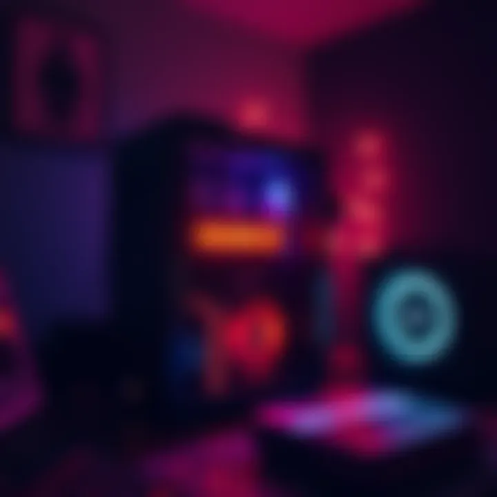 A solo mining rig showing its hashrate display and power consumption meter in a dimly lit room