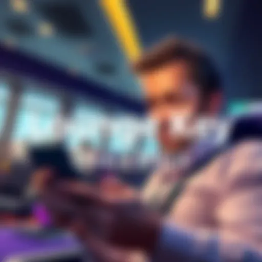 A frustrated traveler looks at a phone while trying to secure a lounge reservation with Lounge Key.