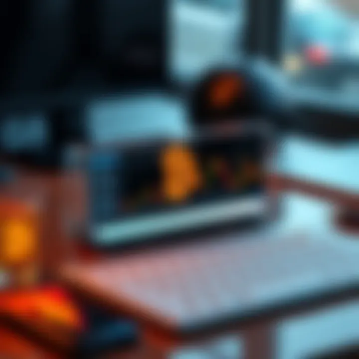 A stylish Bitcoin desk ticker with a clear display and engraved back, placed on an elegant workspace