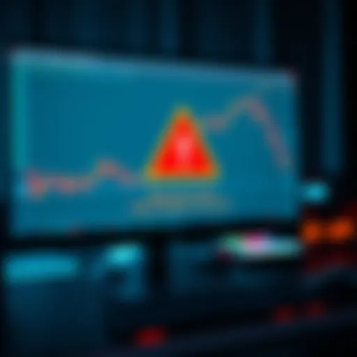 A warning graphic showing a computer screen with a red alert symbol, indicating malware linked to fake TradingView Premium links.