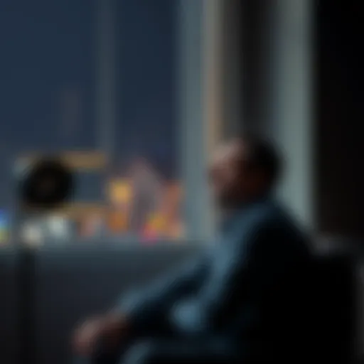 A man sitting alone with a thoughtful expression, looking out a window as he contemplates significant moments in his life.