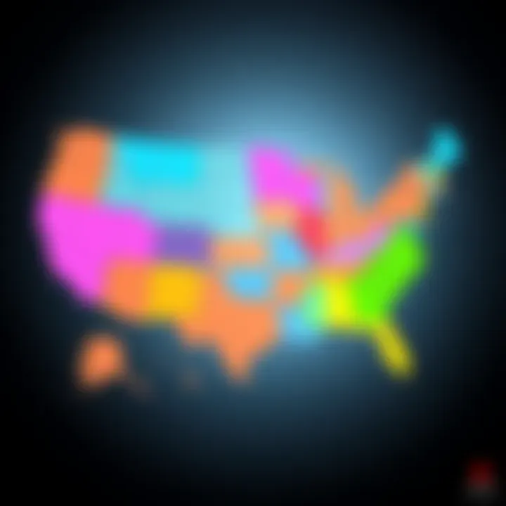 Map of 82 States in the USA A colorful map showing the proposed 82 states of the USA, highlighting new state borders and regions.