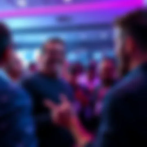 Mark Cubans laughing and making jokes about bots and technology with fans at an event