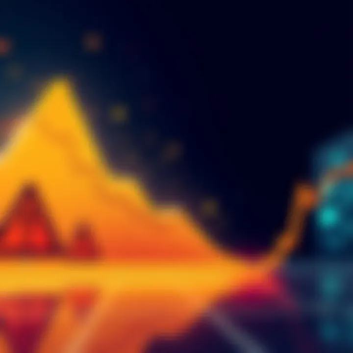 A graph showing a downward trend in price with warning signs around it, symbolizing market struggles.