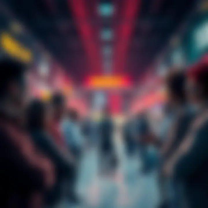 Market Downturn Discussion Group of people discussing their selling points during a market downturn