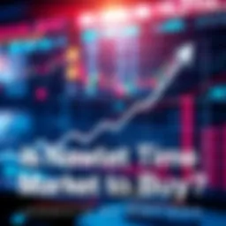 A graph showing market trends with upward and downward arrows, symbolizing buying conditions