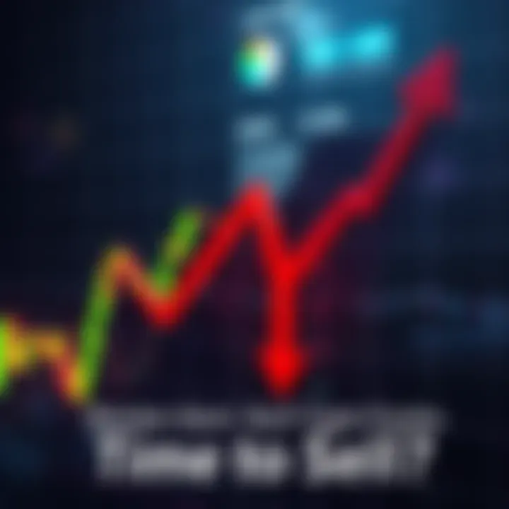 A graph showing a downward trend in the stock market with a red arrow, indicating a potential sell-off.