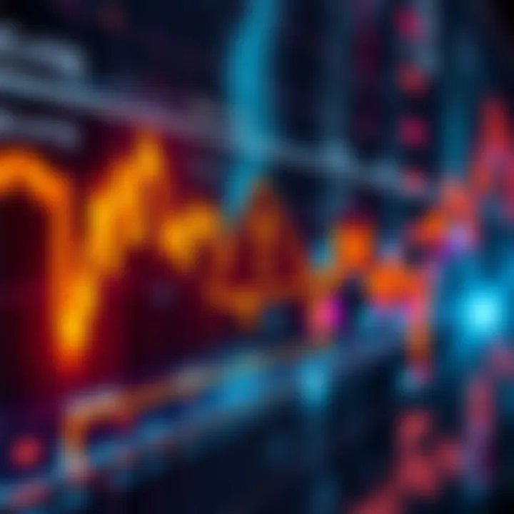 A graph showing declining stock prices with an alert symbol, indicating potential market changes.