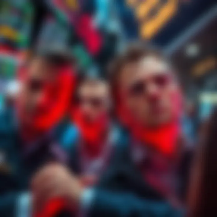 Traders reacting to a rapid 50% drop in the market followed by a quick recovery, showing confusion and uncertainty on their faces.