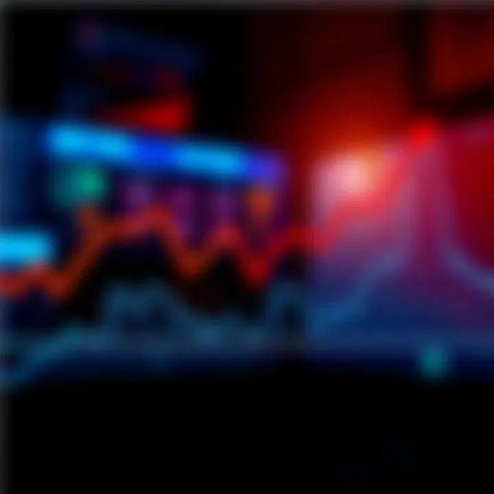 Market Fluctuation Concept A graph showing rising and falling market trends with question marks indicating uncertainty.