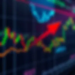 A financial chart showing market predictions with arrows pointing in different directions, symbolizing contrasting forecasts.