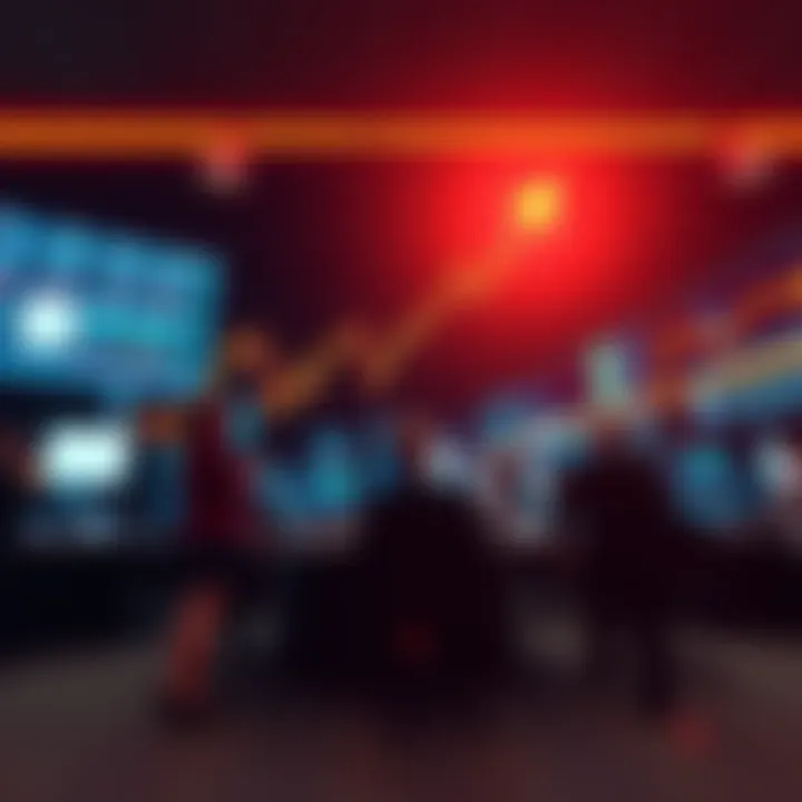 A chart showing upward trends in market prices with traders observing the fluctuations