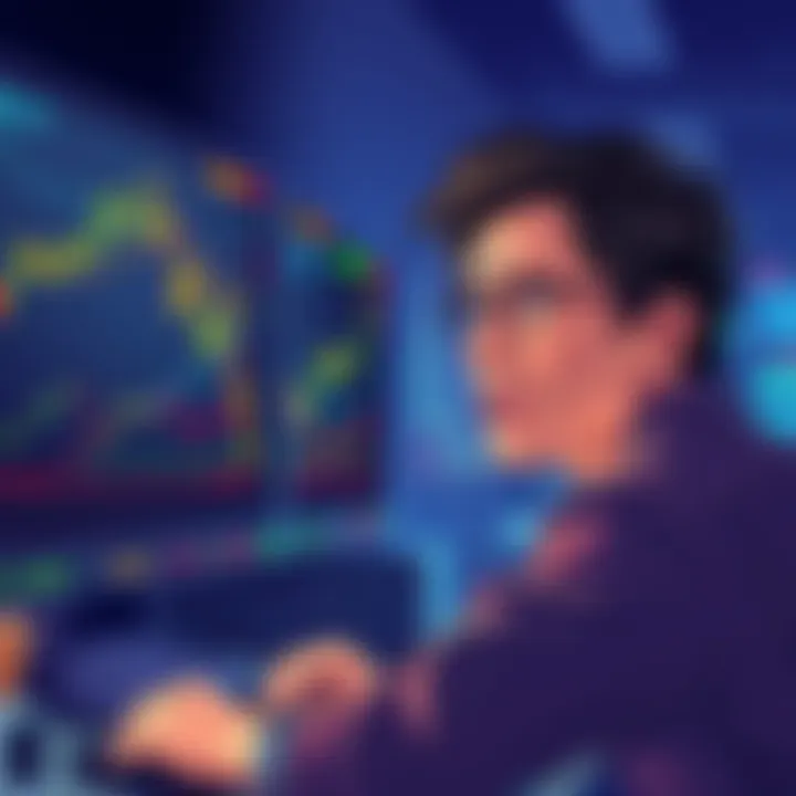 A person looking worried while analyzing fluctuating stock charts on a computer screen, showing losses and risks in the market.