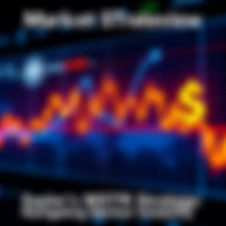 A graph showing fluctuating market prices with a downward trend, alongside an icon representing dividends and a dollar sign, symbolizing financial strategy.