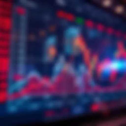 A graph showing rising market prices with bullish indicators and concerns about volatility.