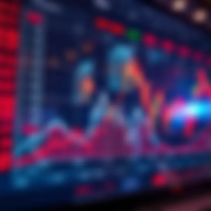 A graph showing rising market prices with bullish indicators and concerns about volatility.