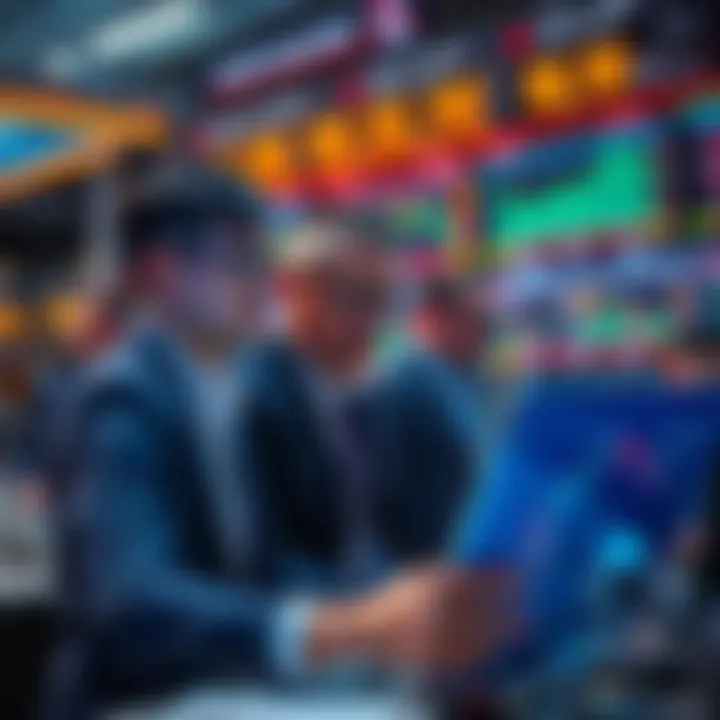 Investors looking concerned while analyzing stock charts and graphs, indicating uncertainty in the market.