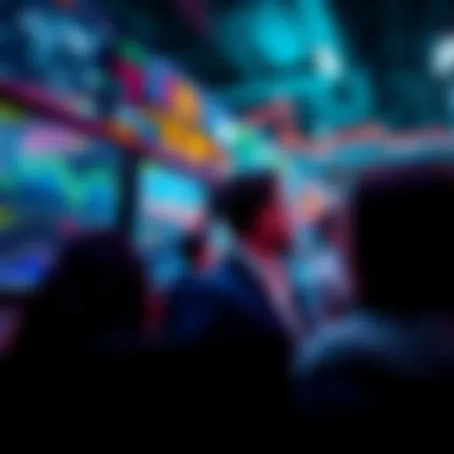 People looking at fluctuating price charts on screens, showing both concern and anticipation about market changes.