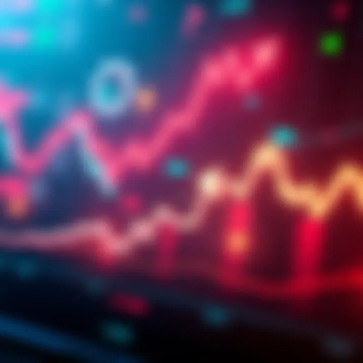 A graph showing market fluctuations with arrows indicating potential drops and rises, symbolizing investment strategies.