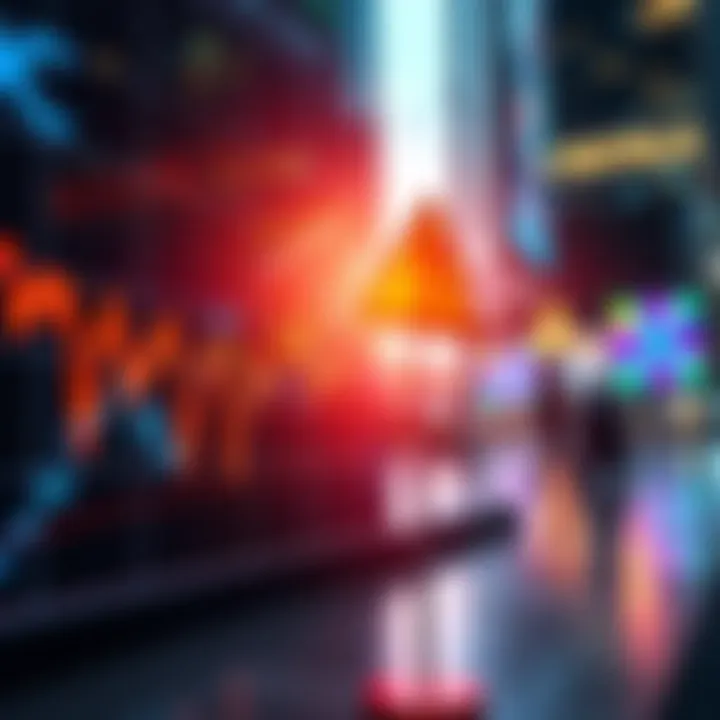 A graphic showing a rising stock market trend with a caution sign indicating potential reversal, symbolizing mixed feelings about current market optimism.